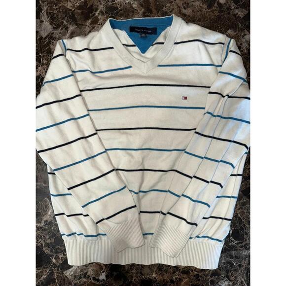 Preppy Stripe Sweater – Tommy Hilfiger SM/P, Minor Tear - Picture 1 of 9